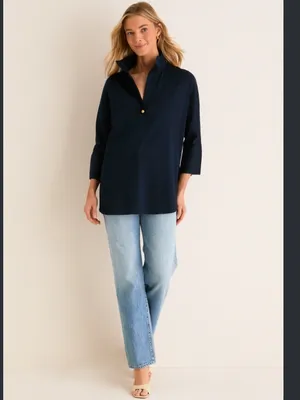 Nwt Navy Willow Blouse Tuckernuck 170$ fall classy preppy casual thumbnail 2