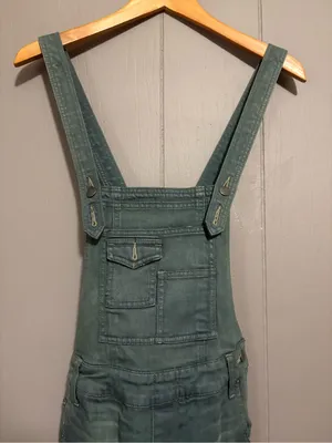 FREE PEOPLE Dark Teal Skinny Denim Overalls thumbnail 3