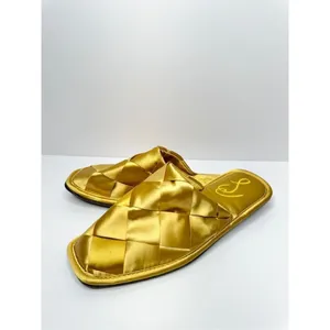 Sam Edelman Mules Ladies 6.5 Gold Slip On Round Toe Woven‎ Satin Finish Shoes thumbnail 2