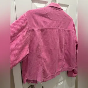 POL Barbie pink corduroy distressed jagged edge jacket size Medium thumbnail 10