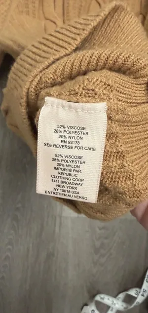 Philosophy Cable Knit Long Sleeve Tan Crew Neck Pullover Sweater Women's Medium thumbnail 6