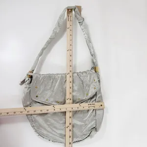 Lily Y2K Satin Studded Drawstring Hobo Pouch Bag‎ Sage Green Silver Gold thumbnail 11
