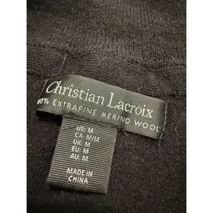 Christian Lacroix Womens Black Extrafine Merino Wool Full Zip Cardigan Sweater M thumbnail 4