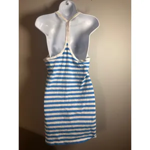 J.Crew Womens Blue White Striped Racerback Cotton Mini Tank Dress Size‎ M thumbnail 6