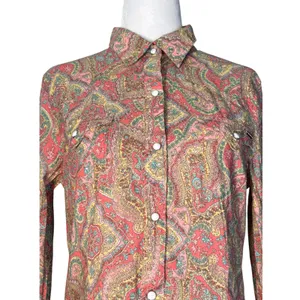 Tin Haul‎ Paisley Western Snap Shirt Pink Coral Turquoise Boho Cowgirl Small thumbnail 3