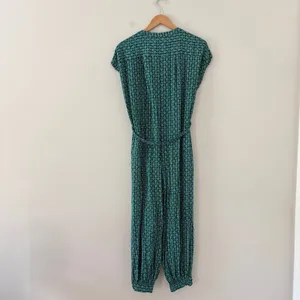 Maeve Geoscope Jumpsuit Small Green Blue Boho Graphic Print Button Front Belted thumbnail 8
