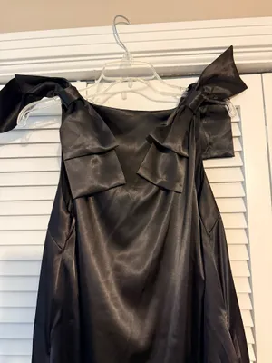 Black Slick Bow Dress thumbnail 2