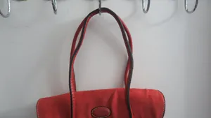 Mini flap over purse handback pocketbook velvety bag in red. thumbnail 3