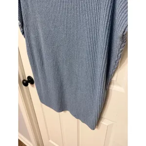 Free People Beach Blue Ribbed Knit Mock Neck Sweater Vest Sleeveless‎ Top S/P thumbnail 3