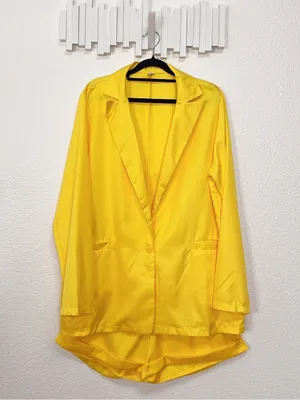 Miss Sparkling Bright Yellow Lightweight Blazer Shorts Two Piece Matching Set thumbnail 2