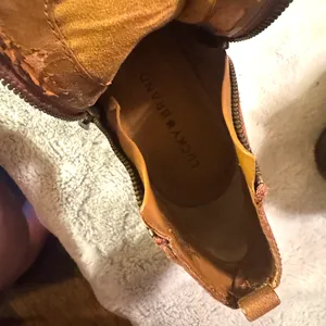 LUCKY BRAND Boots Brown Leather Basel booties side zip distressed womens 8M thumbnail 6