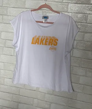 NBA Women's White Tee with Gold Lakers Logo thumbnail 1