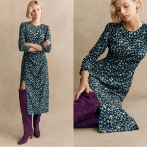 NWT Sezane Themis Midi in Liberta Floral Lightweight Side Slit Dress 42 / US 10 thumbnail 2