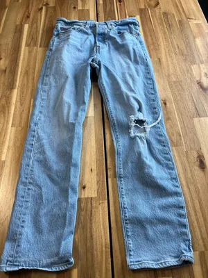 Levi’s Wedgie Straight Jeans 28x28 Light Wash Distressed High Rise thumbnail 1