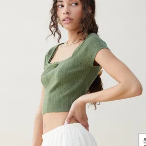 PacSun Beverly and Beck Zinnia Pointelle Lace Sweater T-Shirt Olive Green Size XS thumbnail 8