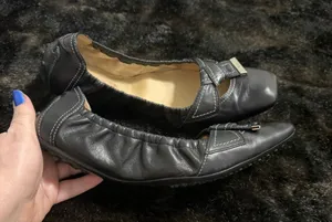 Tod's Women's Driving black Shoes scrunch ballet flats 40.5 10 thumbnail 1