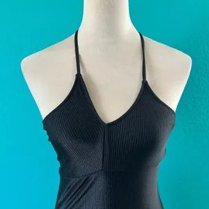 NWT Aerie Shine Rib One Shoulder Full Coverage One Piece Swimsuit Black Size M thumbnail 4