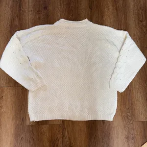 80s Cotton Forever Cream Chunky Knit Sweater USA 100% Cotton Women L Cottage VTG thumbnail 9