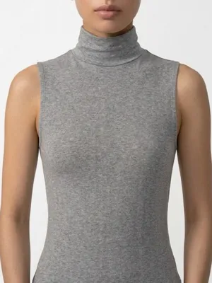 H&M Grey Sleeveless Turtleneck Tank Top Medium thumbnail 1