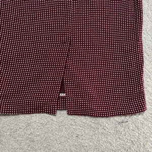 Pure Collection Burgundy and White Grid Patterned Pencil Skirt with Vented Back thumbnail 5