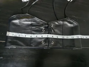 Black Lace Up Corset Style‎ Faux Leather Belt Waist Cincher One Size thumbnail 15