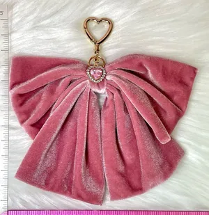 Juicy Couture New Coquette Dusty Rose Velour Bow for Bag/Purse/Tote thumbnail 1