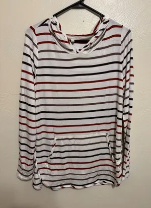 Market & Spruce Striped Hoodie Pullover Rayon Stretch Size thumbnail 1