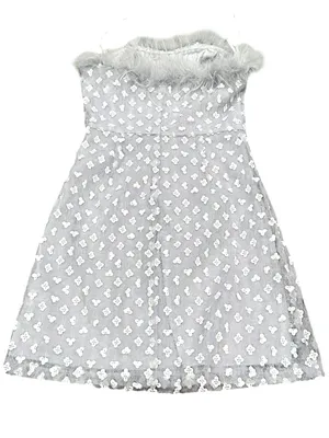 Lulu's Sparkly Aura Light Blue Textured Sequin Feather Mini Dress XS thumbnail 6