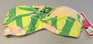 Lilly Pulitzer for Target‎ Women's Floral Bandeau Bikini Top NWT SZ Med Tie Back thumbnail 1