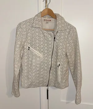 Dolan $158 Woman’s M Left Coast Collection “Rossi” Eyelet Lace Moto zip jacket thumbnail 1