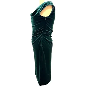 Jessica Howard 6 Emerald Green Velvet Cowl Midi Dress Cocktail‎ Evening Wedding thumbnail 2