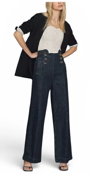 Seventy +‎ Mochi Marie Sailor Jeans 25 High Rise Wide Leg Button Front thumbnail 1