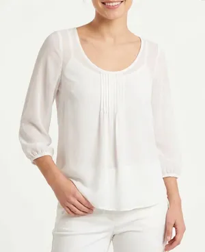 Hollister White Sheer Pleated 3/4 Sleeve Blouse XS Boho Top thumbnail 1