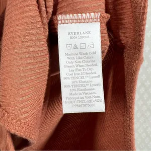 Everlane Women Bodysuit Sz M‎ Orange Ribbed Short Sleeve Tencel Classic Staple thumbnail 3