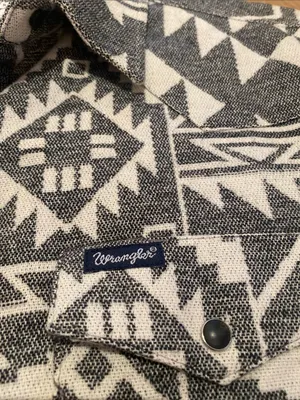 Wrangler Retro Grey Geo Boyfriend Western Snap Oversized Shirt Size SMALL thumbnail 7