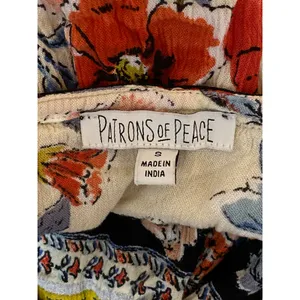 Patrons of Peace Floral Ruffled Embroidered V Neck Sleeveless Peplum Tank Top S thumbnail 3