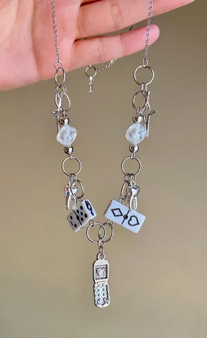 y2k Kawaii funky grunge mix beads & charms unique necklace🎲⭐️📱⭐️🌀 thumbnail 4