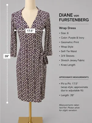Diane Von Furstenberg Purple and Cream Floral Wrap Midi Dress thumbnail 2