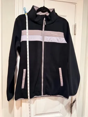 NWT Reebok Size M Black Full Zip Fleece Jacket Retro Colorblock Outdoor Active thumbnail 3