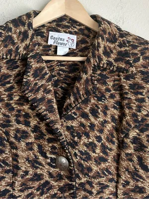 Vintage Cactus Flower Leopard Print Tapestry Jacket thumbnail 4