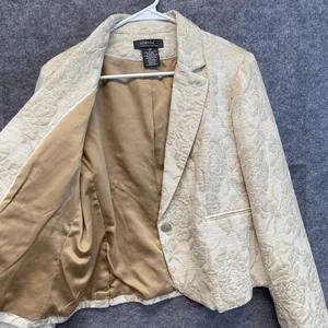 GEORGE Me‎ Designs By Mark Eisen Blazer Women's Size 12 Cream Floral Metallic thumbnail 13
