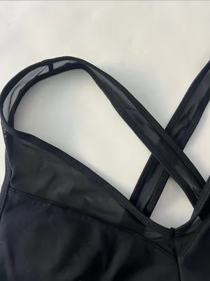 ALO YOGA Entice Sports Bra Mesh Crossback Strappy V Neck Small thumbnail 5