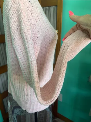 Time and Tru Light Pink Ribbed Crewneck Sweater thumbnail 6