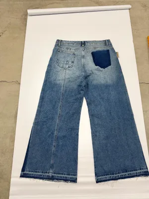 DSN Wide Leg Distressed Two Tone Blue Denim Jeans Womens Size 18 NWT thumbnail 7