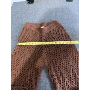 Wild Fable Dark Brown Crochet Beach Wide Leg Pants Sz S Cover Up Boho Hamptons thumbnail 9