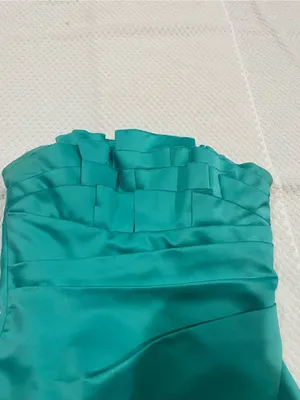 Phoebe Couture Strapless Teal Satin Sheath Dress thumbnail 7