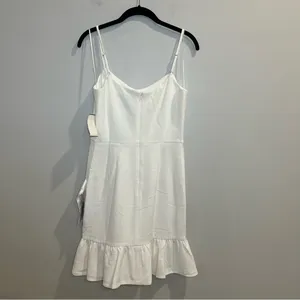 Dress the Population Mira‎ White Spaghetti-Strap Ruffle-Hem Mini Dress NWT thumbnail 4