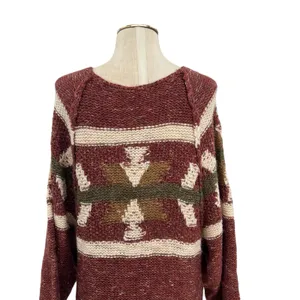 Free People Northern Lights Sweater‎ Mini Dress Boho Knit Red Size XS thumbnail 10