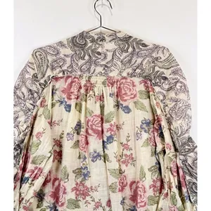 Free People Womens Beige Maraya Floral Paisley Puff Sleeve Blouse Boho Small thumbnail 11