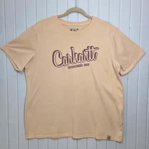 Carhartt Peach T-Shirt with‎ Maroon Logo Size XL thumbnail 1